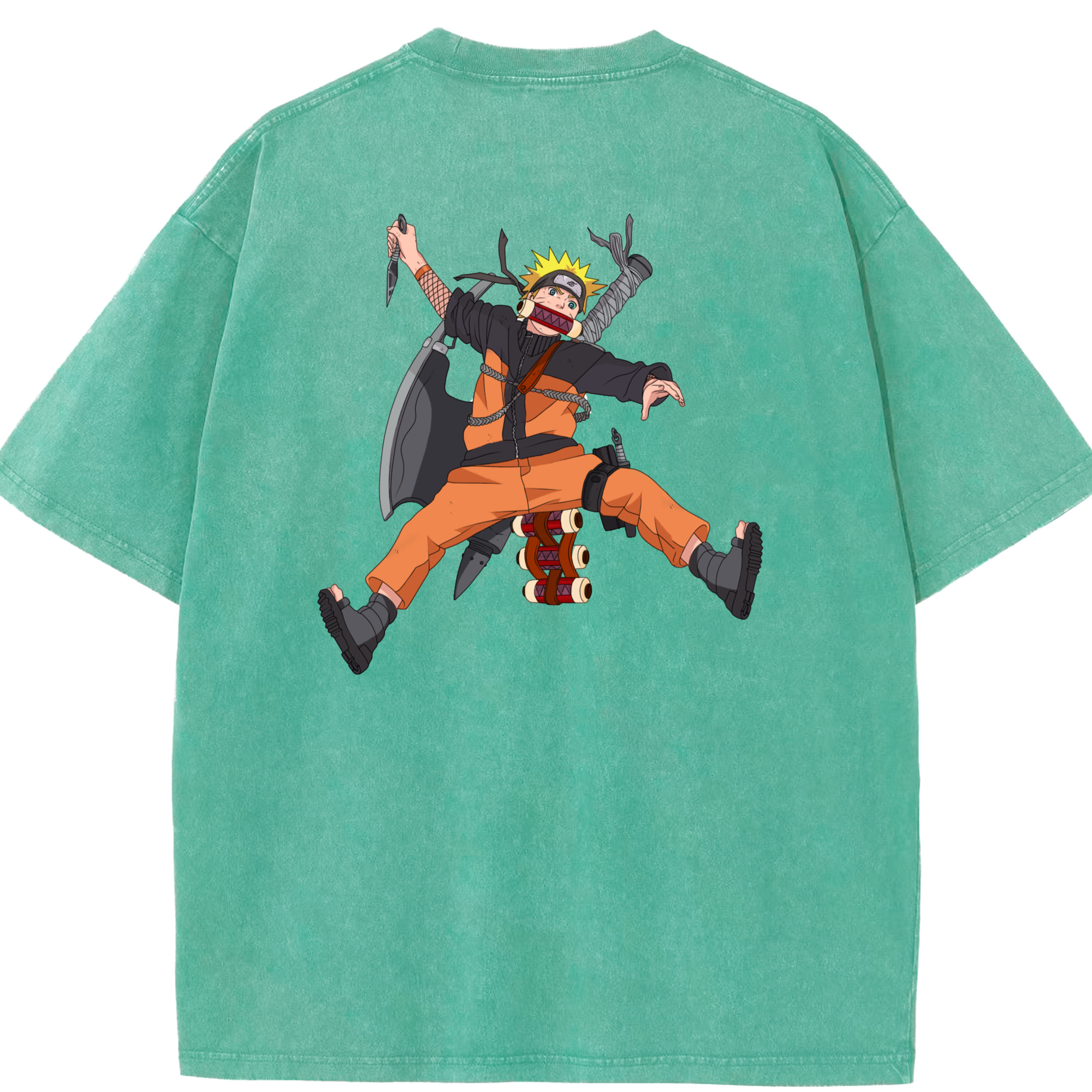 （画像用） NARUTO -ナルト- うずまき ナルト Uzumaki Naruto 綿100% ヴィンテージ風 半袖Tシャツ（背面プリント）